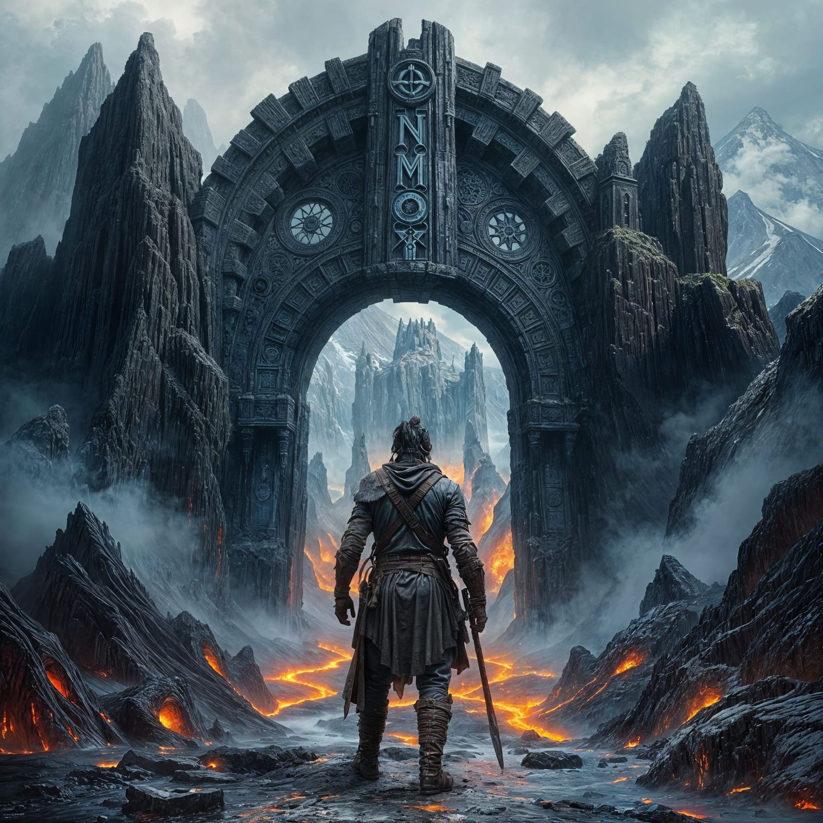 Obsidian Gate to Hidden City in Dark Fantasy Style