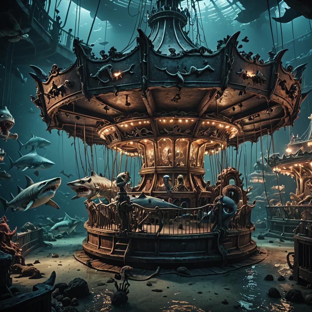 Underwater Horror Park with Sunken Ships