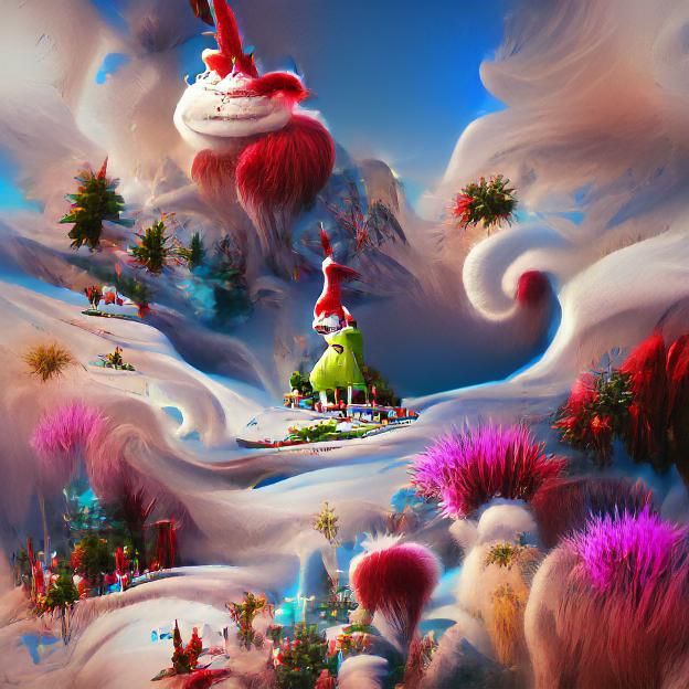 Whoville Christmas Landscape in Dr. Seuss Style