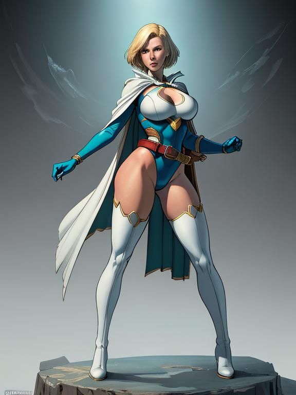 Blonde Superheroine Portrait in Comic Art Style