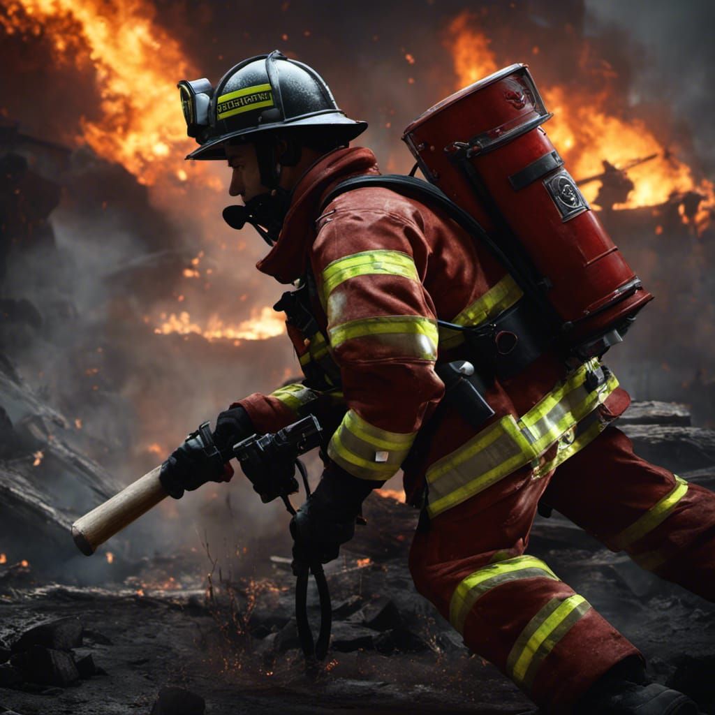 Detailed Firefighter Concept Art in 8K