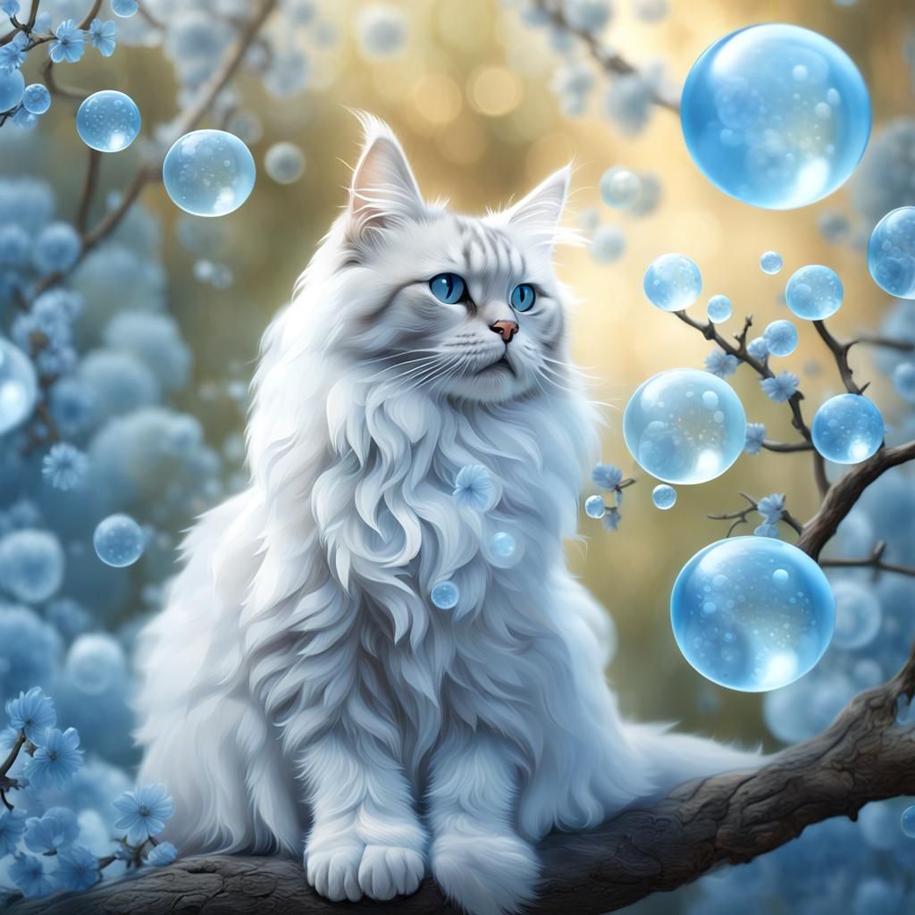 Blue bubble cat