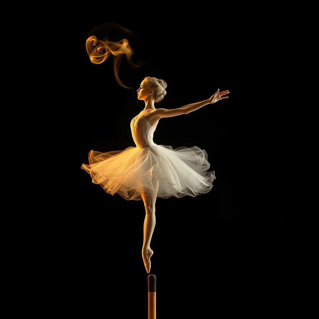 Ethereal Smoke Ballerina Dances Atop Matchstick
