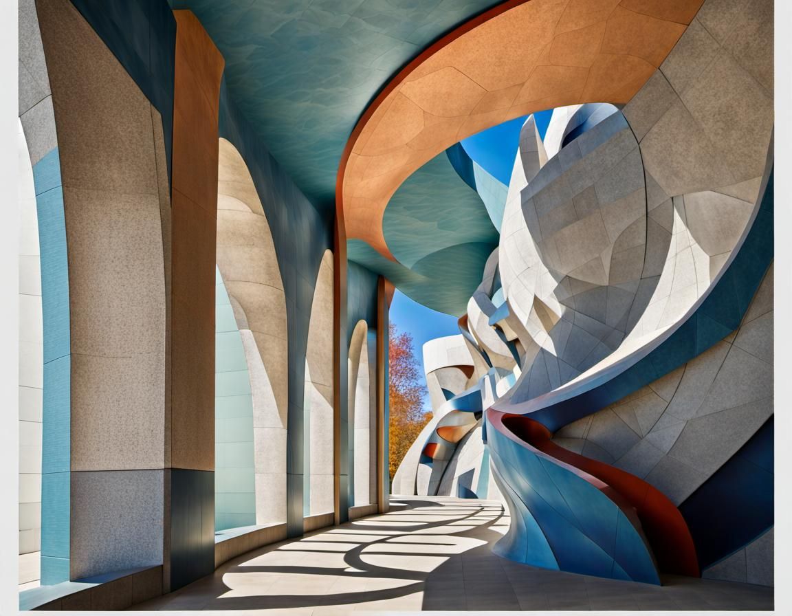 Futuristic Sculpture Outside Museum in Art Deco Style