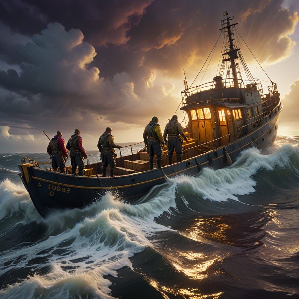 Pirates in Turbulent Waters: A Fantastical Scene