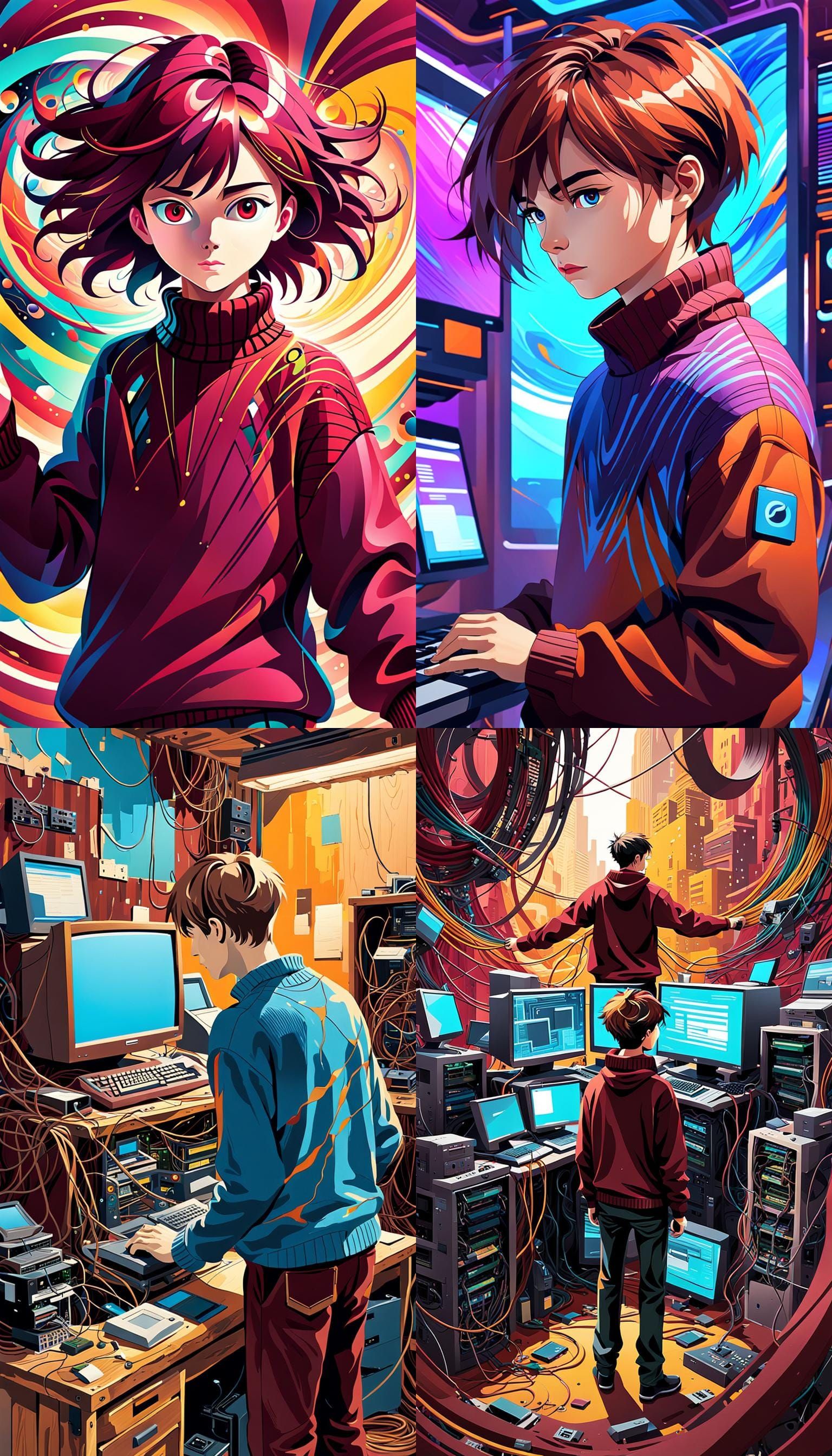 Abstract IT Support Station in Complementary Colors