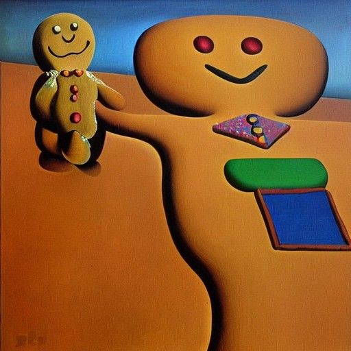 Melting Gingerbread Man in Surreal Dali Style