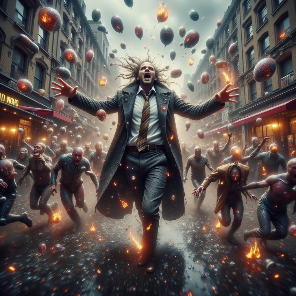 Villain Controls Minds in Hyperrealistic Street Scene