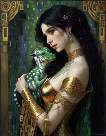 Ethereal Dancer in Klimt-Giger Style