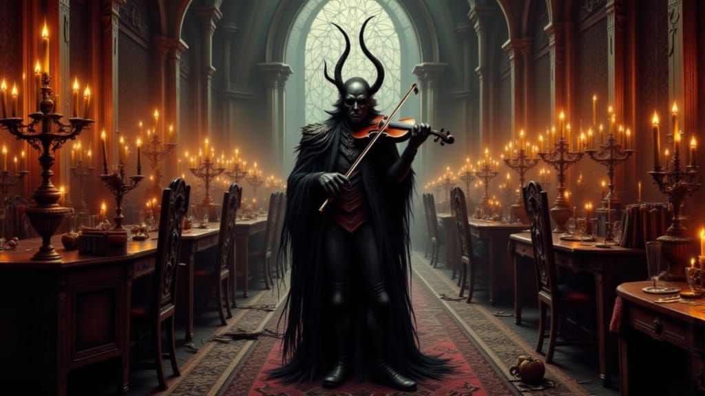 Paganini Plays Violin at Vampire Wedding in Gothic Hall