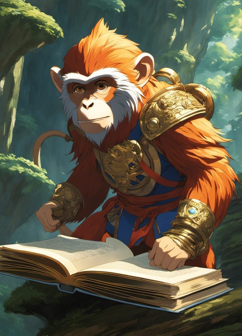 Monkey King Escapes Book: Ghibli-Style Anime Visual