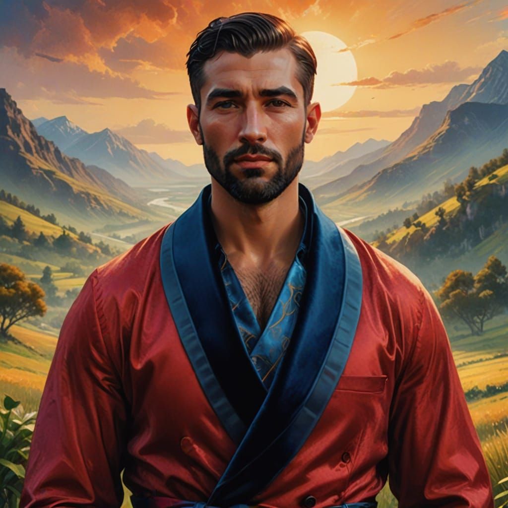 Elegant Man in Velvet Suit: Hyper-Realistic Digital Art