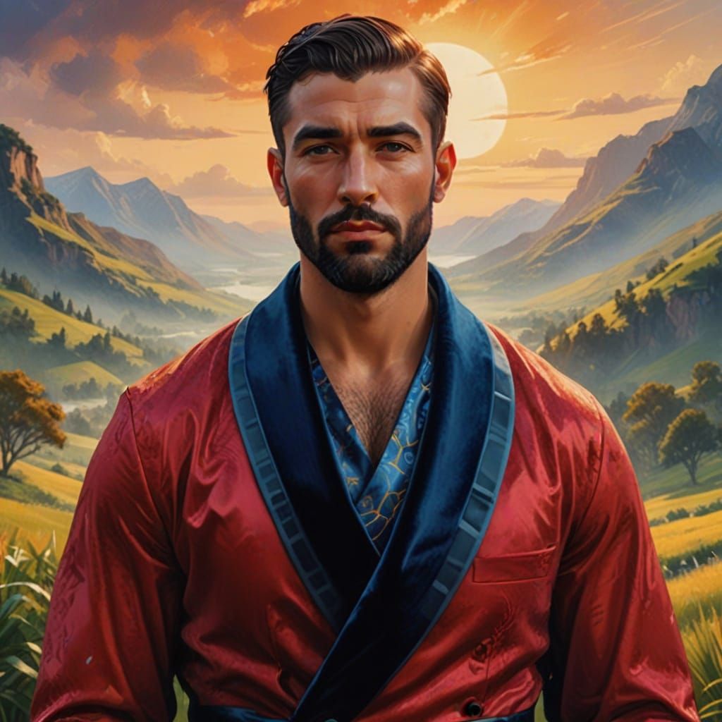 Elegant Man in Velvet Suit: Hyper-Realistic Digital Art