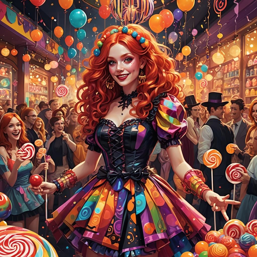 Halloween Party in a Candy Shop, Digital Art