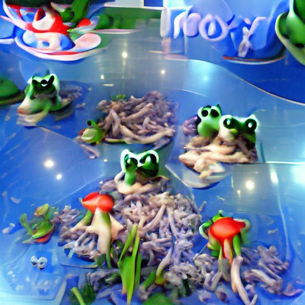 Frogs in Mushroom Land: A Whimsical Scene
