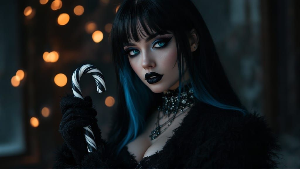 Goth Woman in Mysterious 8K Pose with Intricate Details