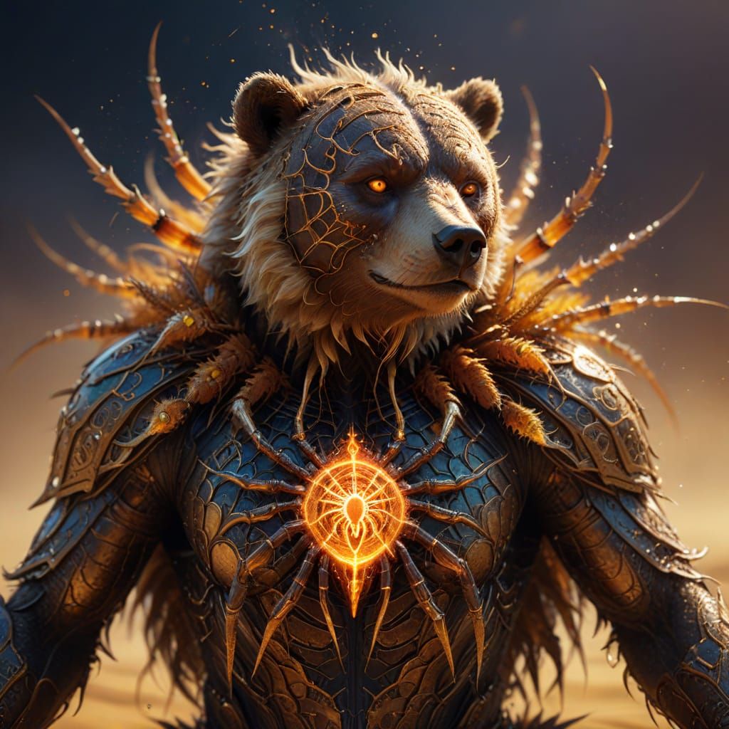 Bear-Spider Hybrid Shaman in Digital Fantasy Art