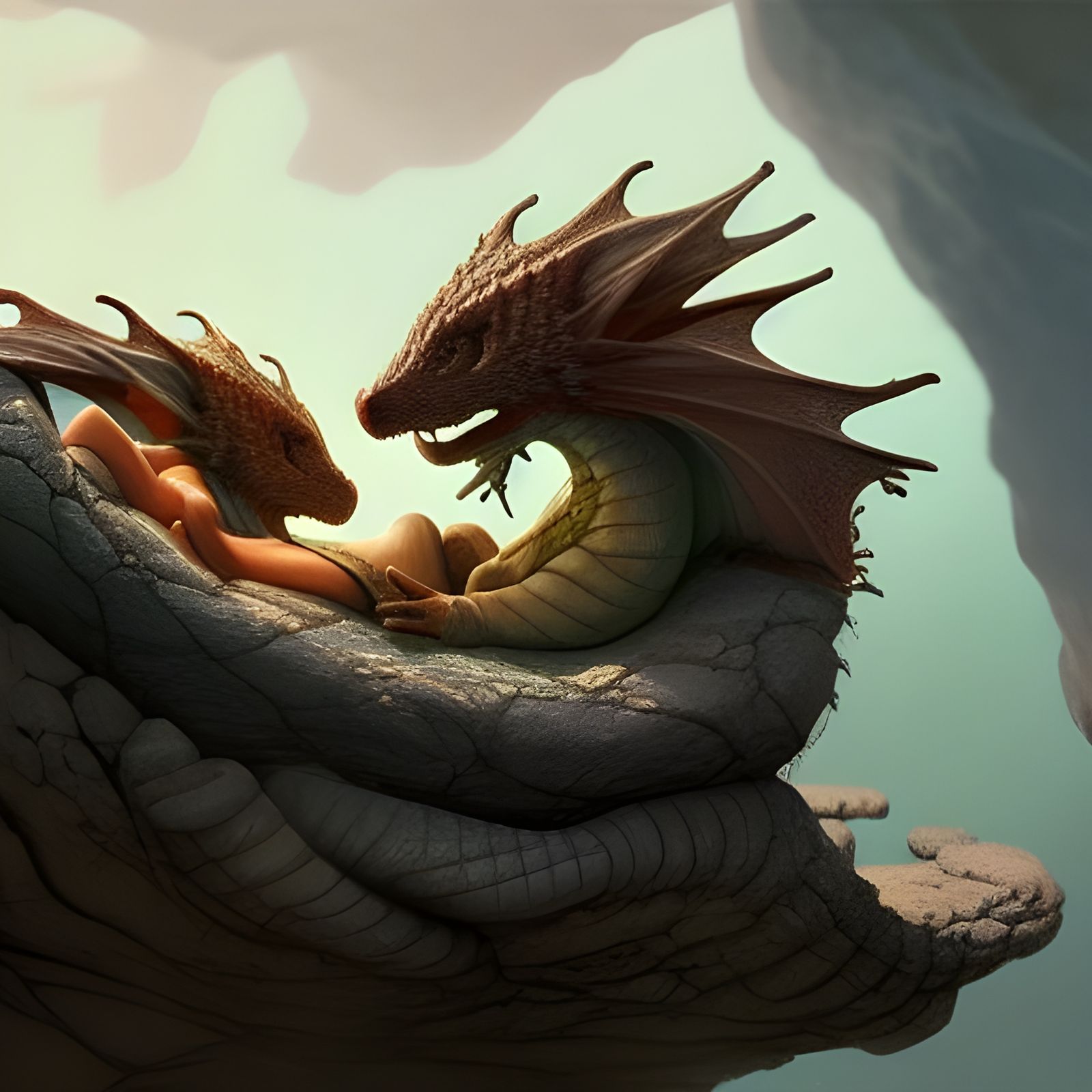 Adorable Dragon Sleeping, Digital Concept Art