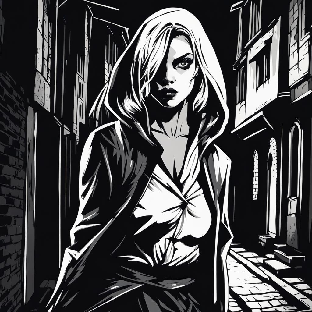 Elf Assassin in Film Noir Style