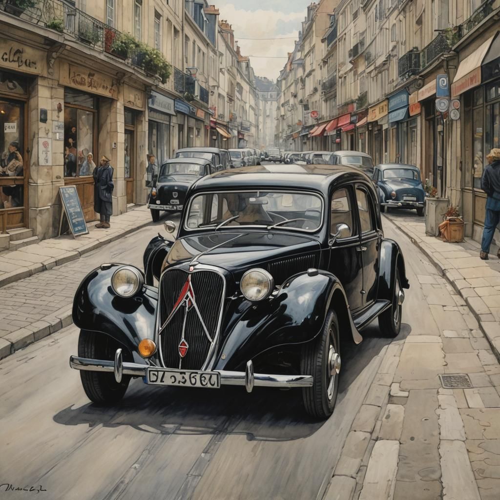 1939 Citroën in Le Havre, Comic Art Style