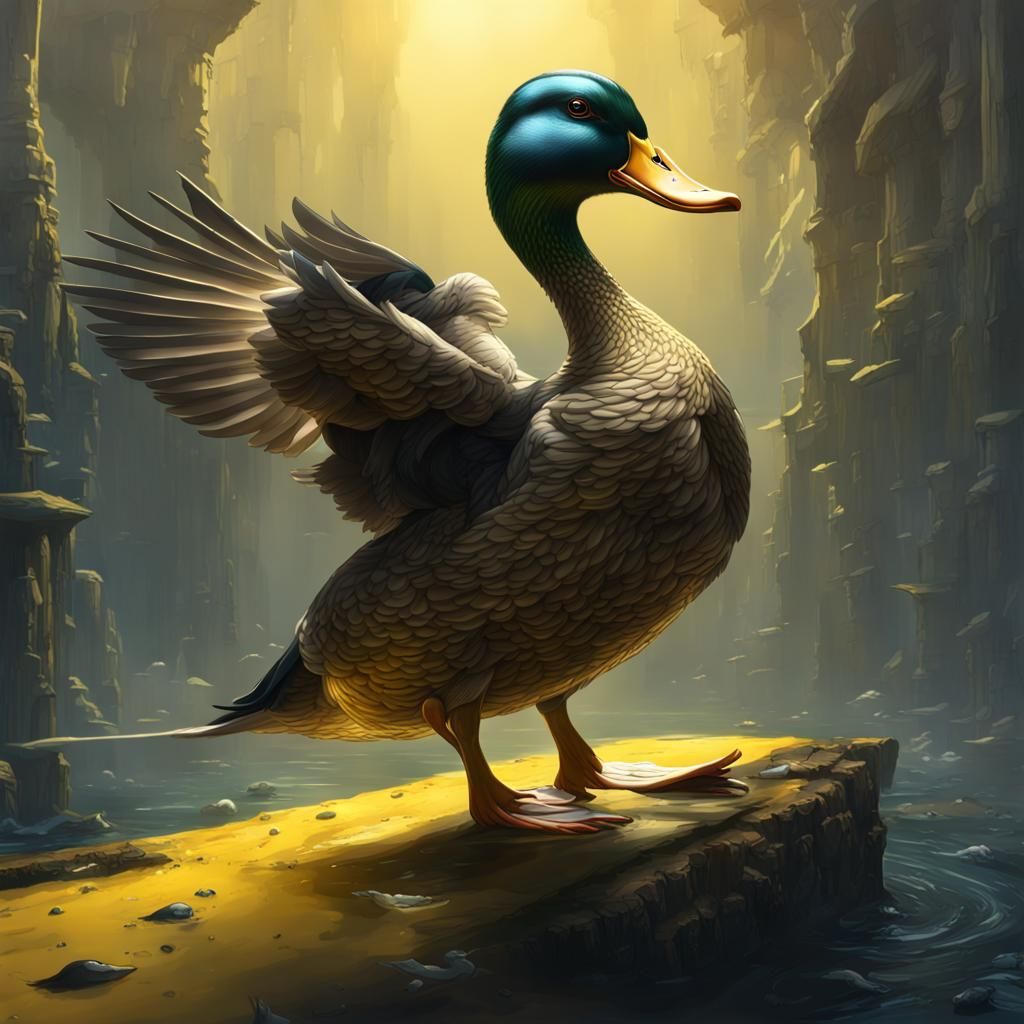 Cyborg Duck Dark Fantasy Concept Art