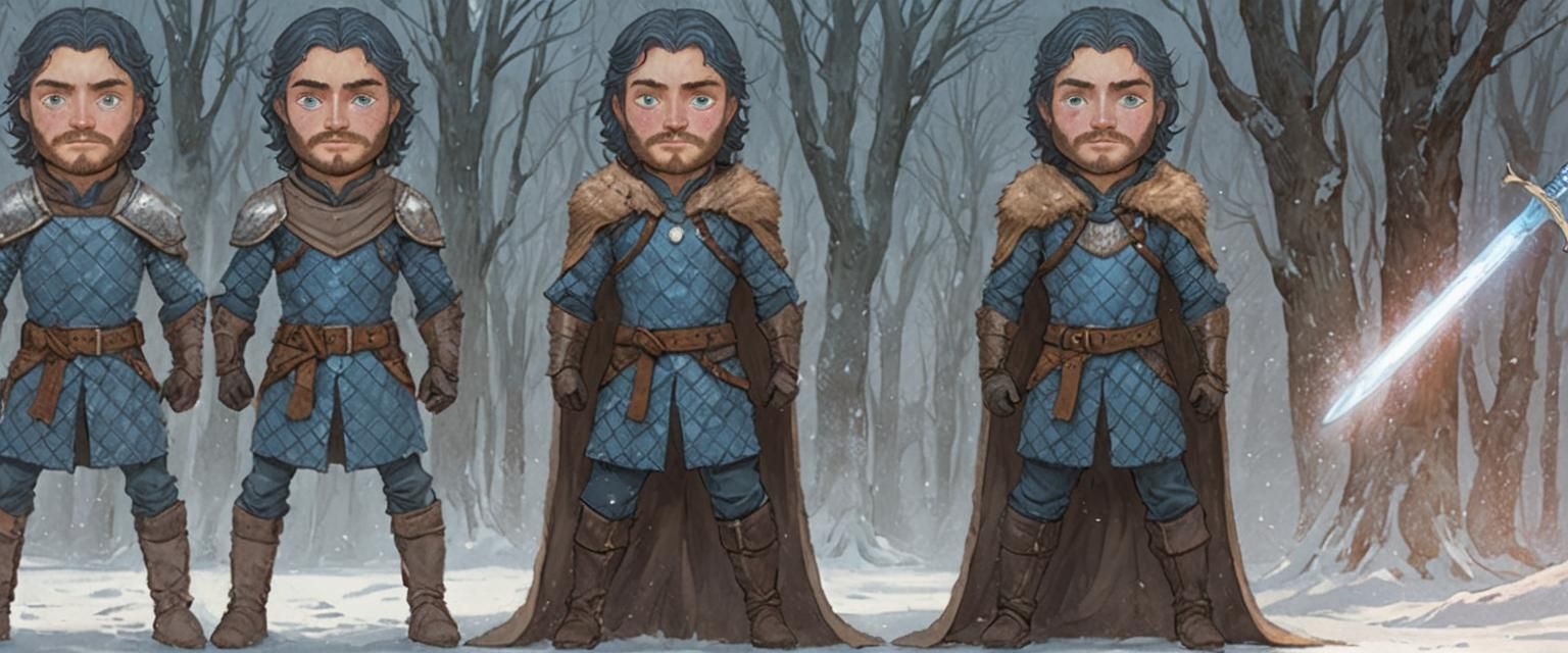 Jon Snow in Gemstone-Inspired Dark Fantasy Armor