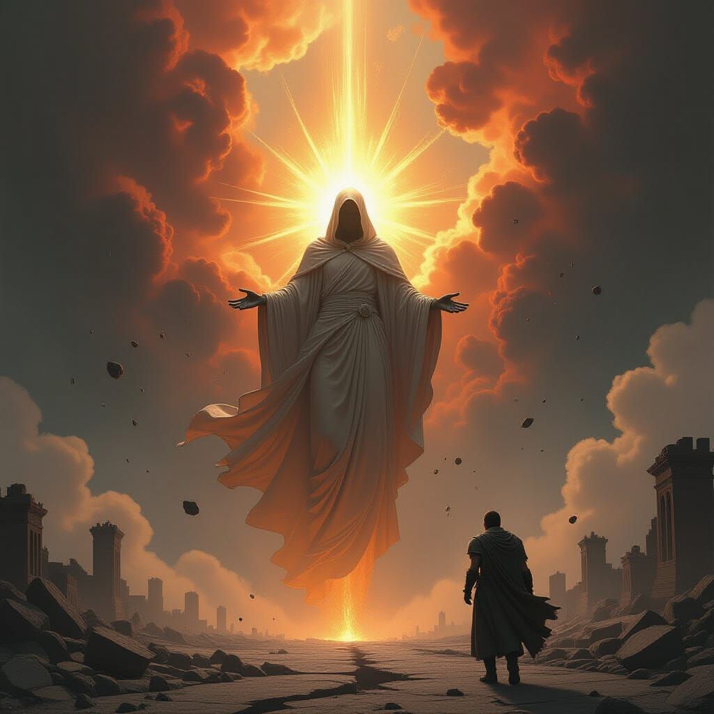 Radiant Being in Void, Beksiński-Inspired Art