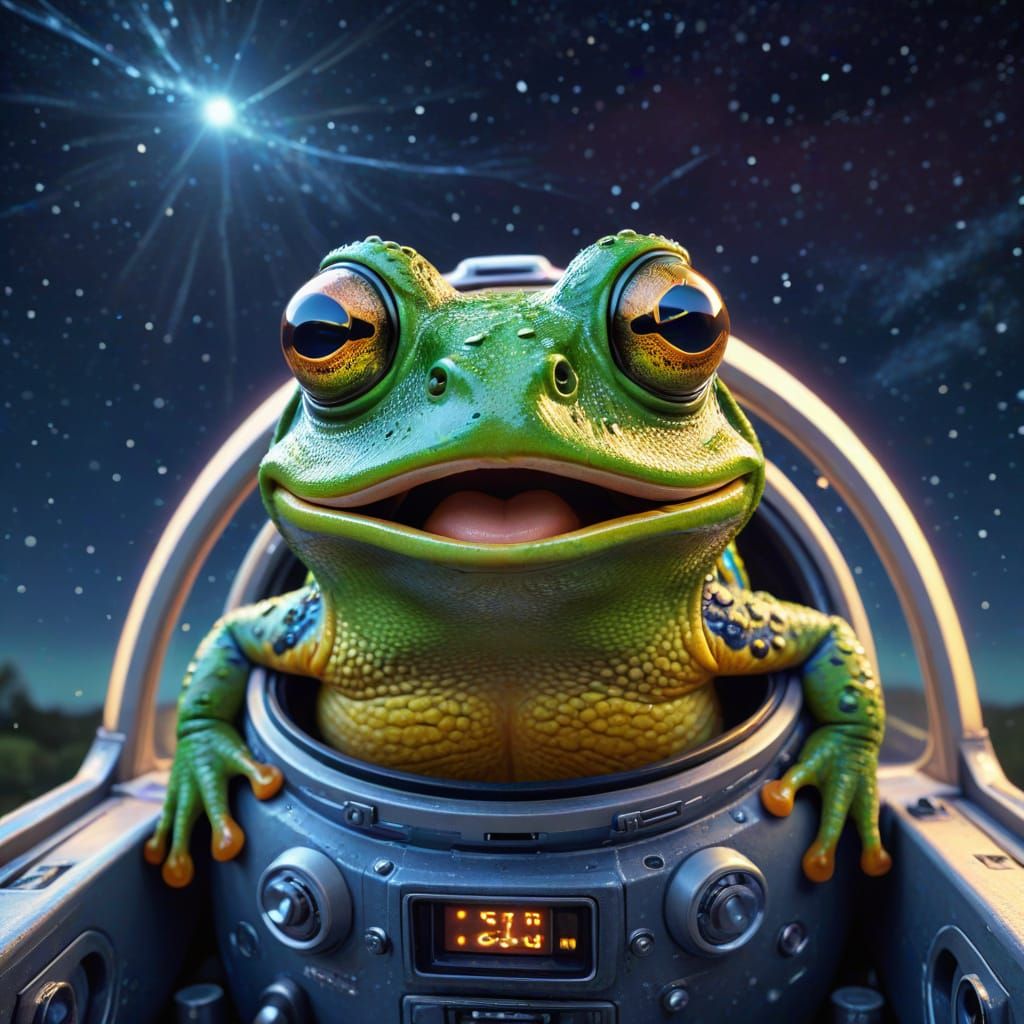 A caracuture of an extremely surprised frog his expression m...