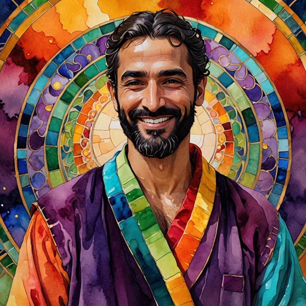 Rainbow Velvet: Impressionist Portrait in Alcohol Ink Style