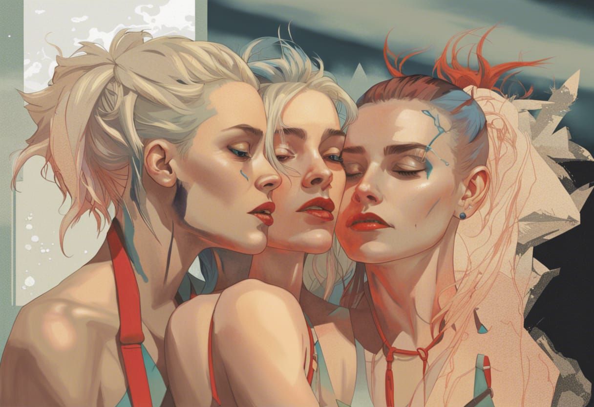 Dystopian Kiss: Cyberpunk Girls in Apocalyptic Scene