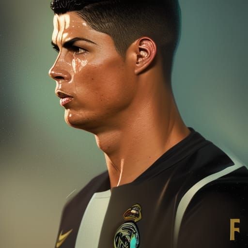 Ronaldo Portrait: Hyperdetailed Art by Rutkowski, Artgerm, W...