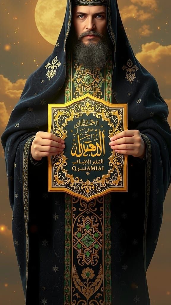 Majestic Islamic Saint in Rich, Hyperrealistic Portrait