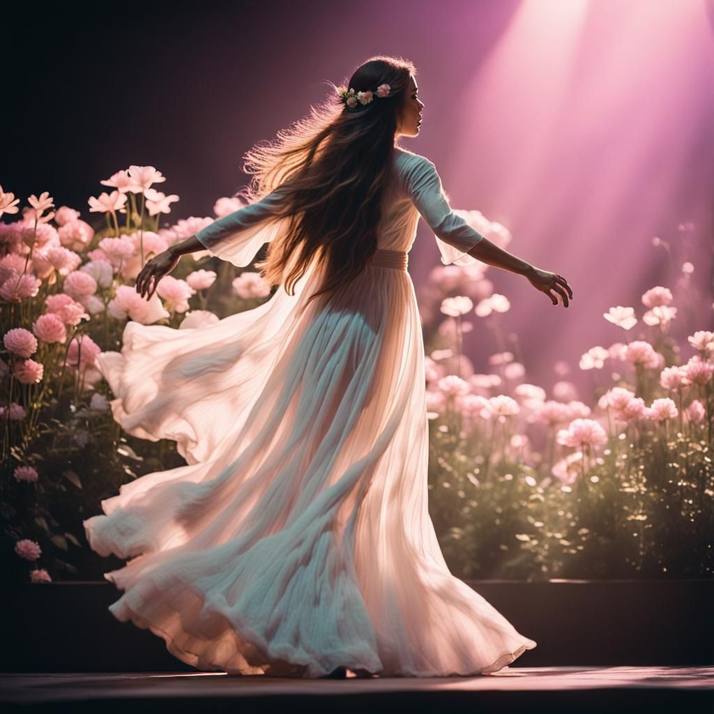 Hawaiian Woman on Stage in Cinematic Film Still