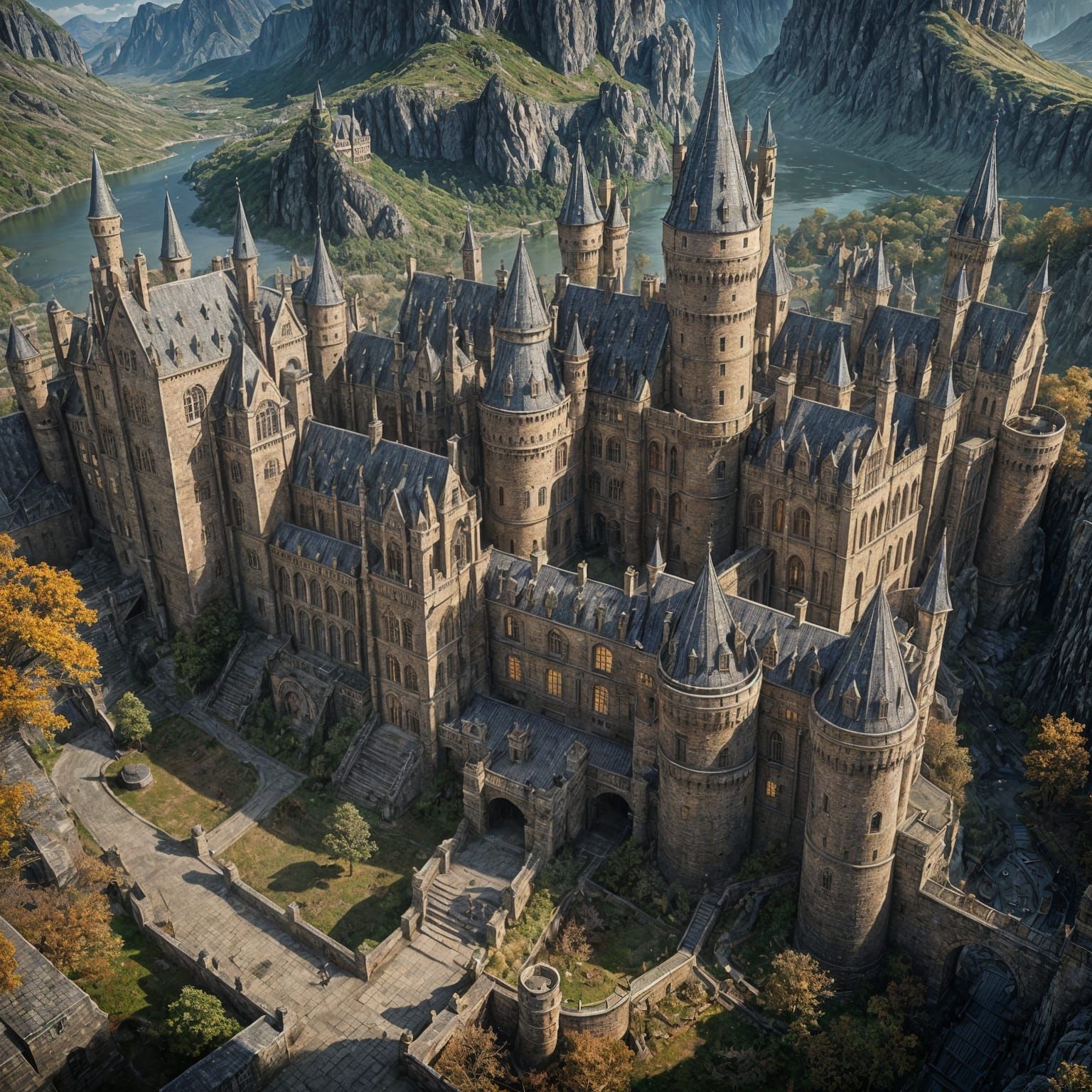 Dramatic Walk in Harry Potter Castle: Fantasy Concept Art