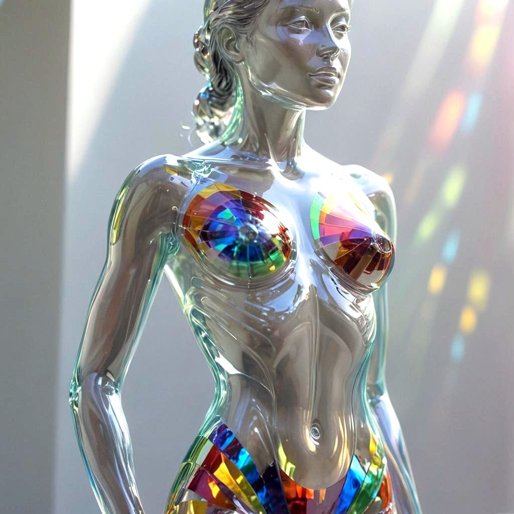 Rainbow Heart Glass Sculpture