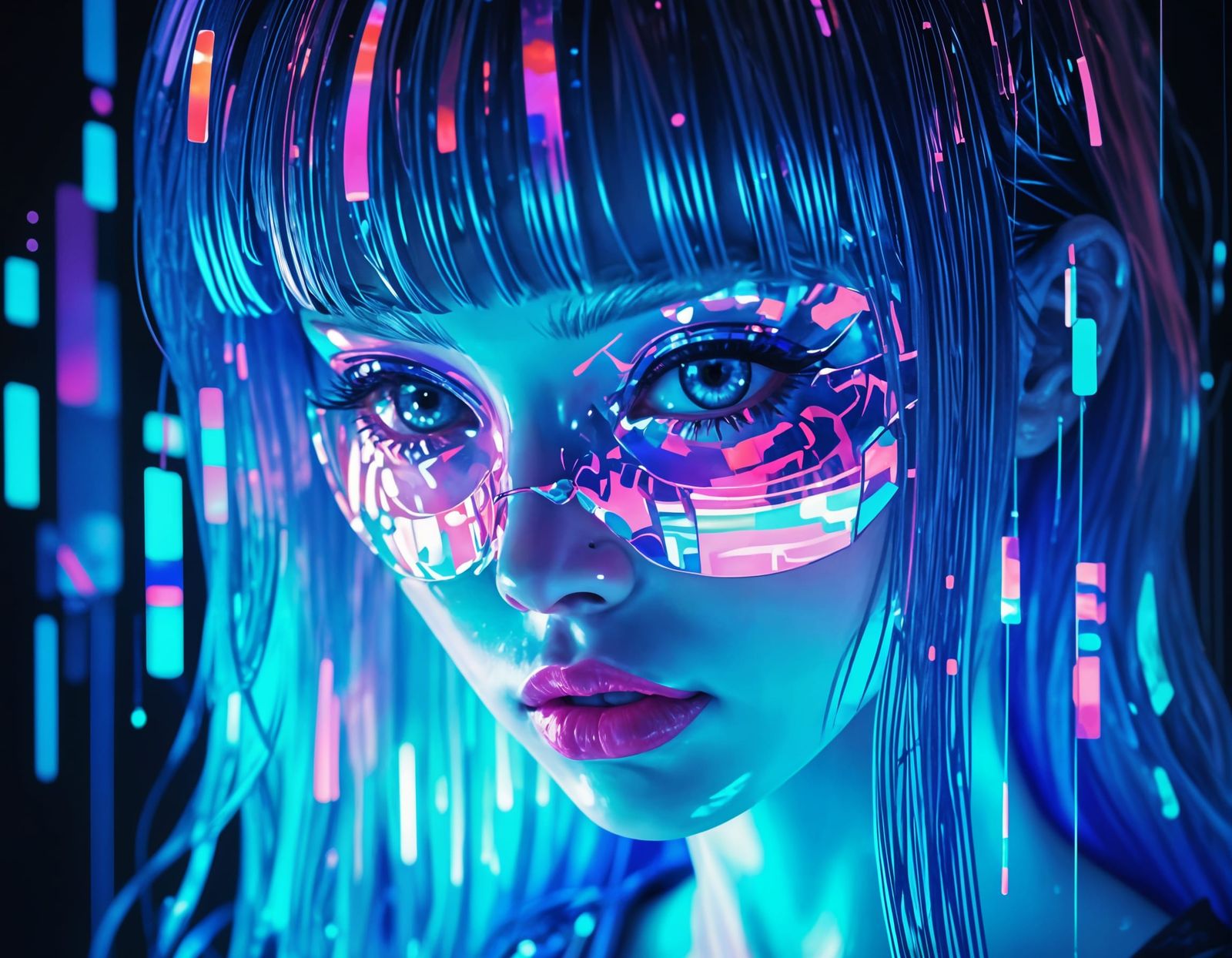 Surreal Cyberpunk Goddess in a Digital Dream