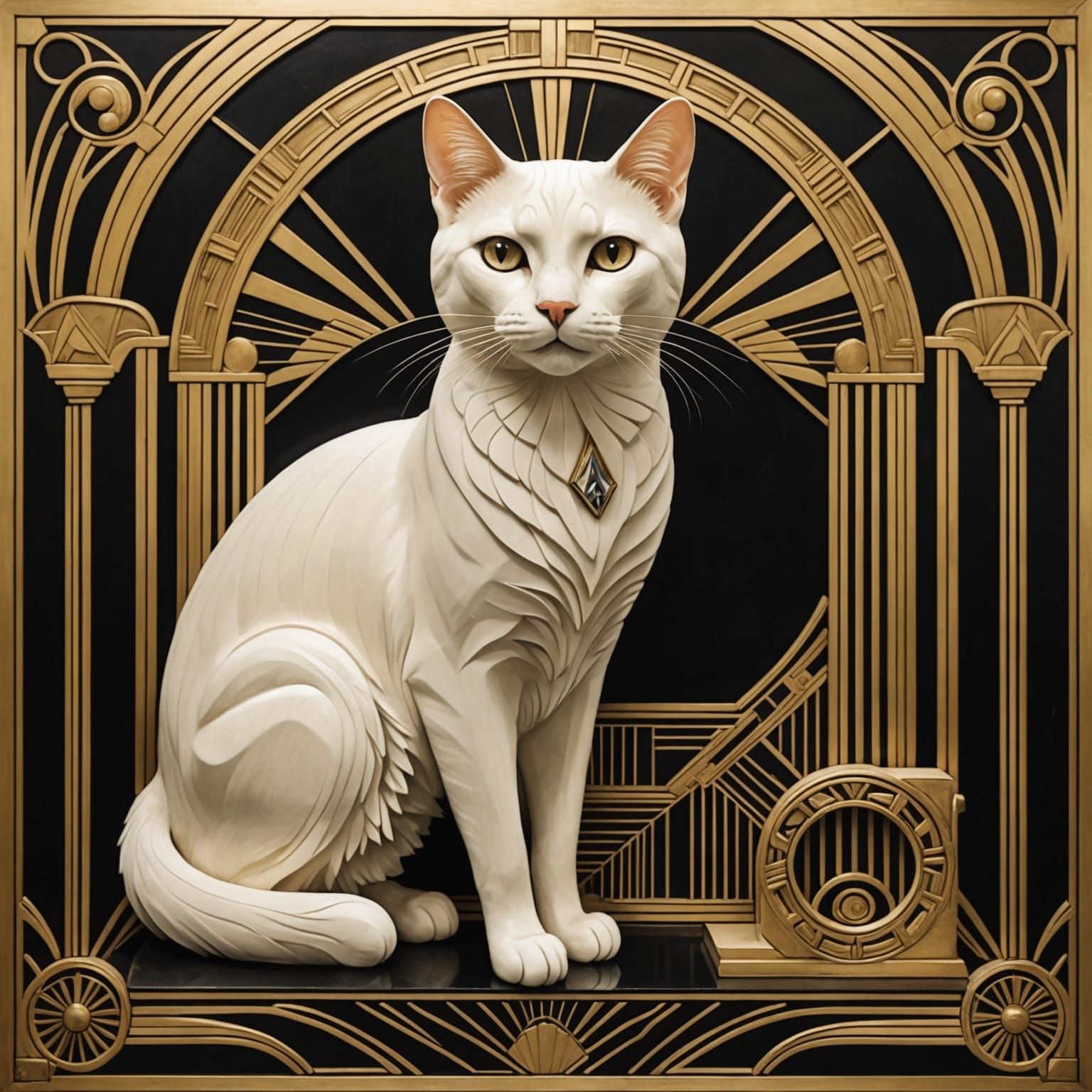 Elegant Art Deco Cat Illustration