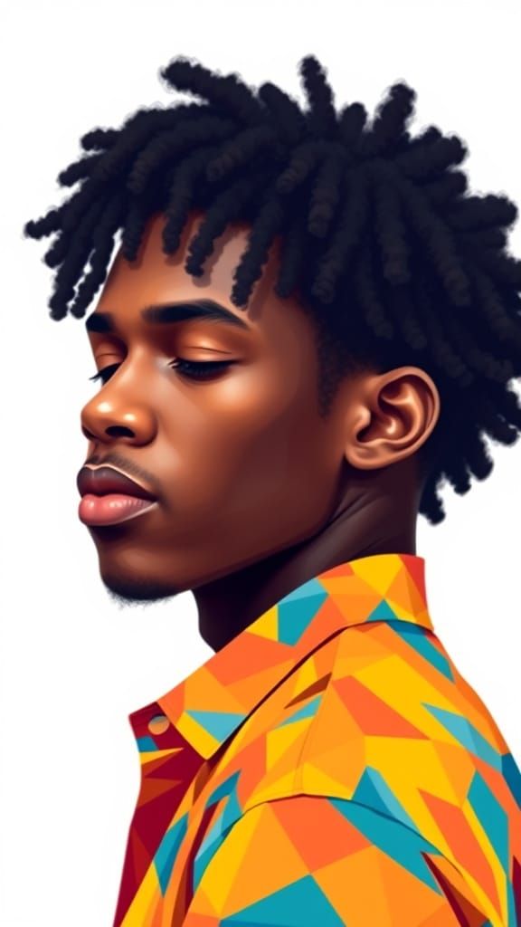 Abstract Portrait of Young Man with Geometric Shirt