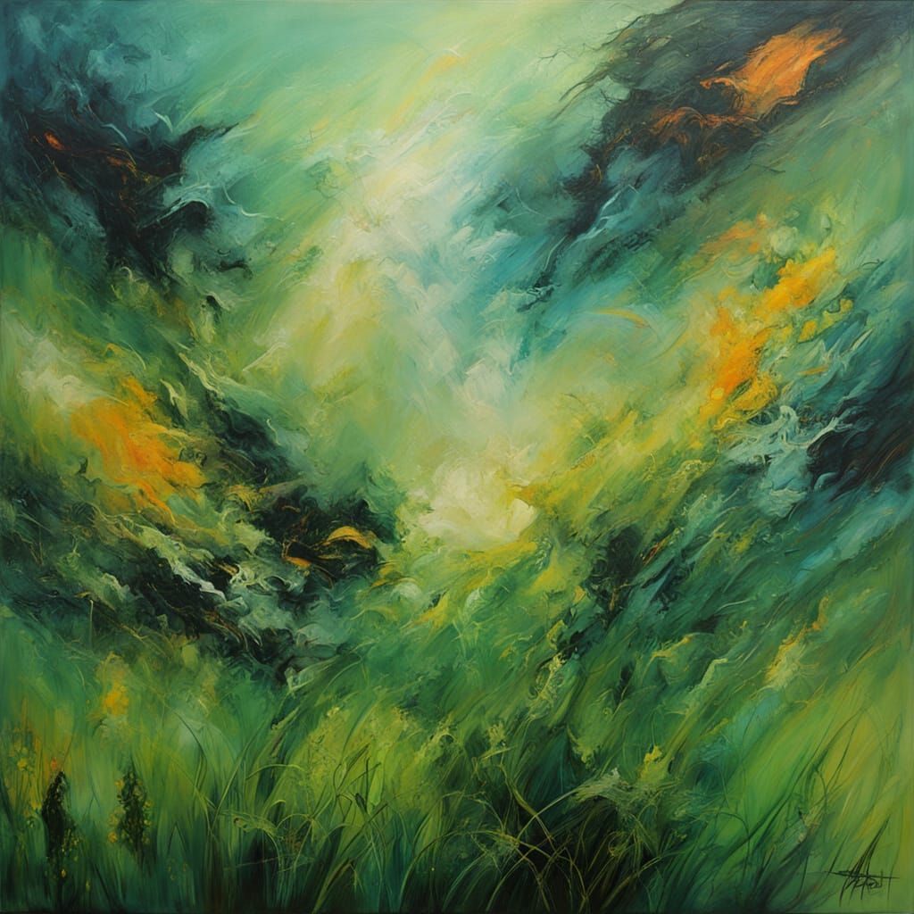 Dreamlike Abstract Art of Person Resting in Grass