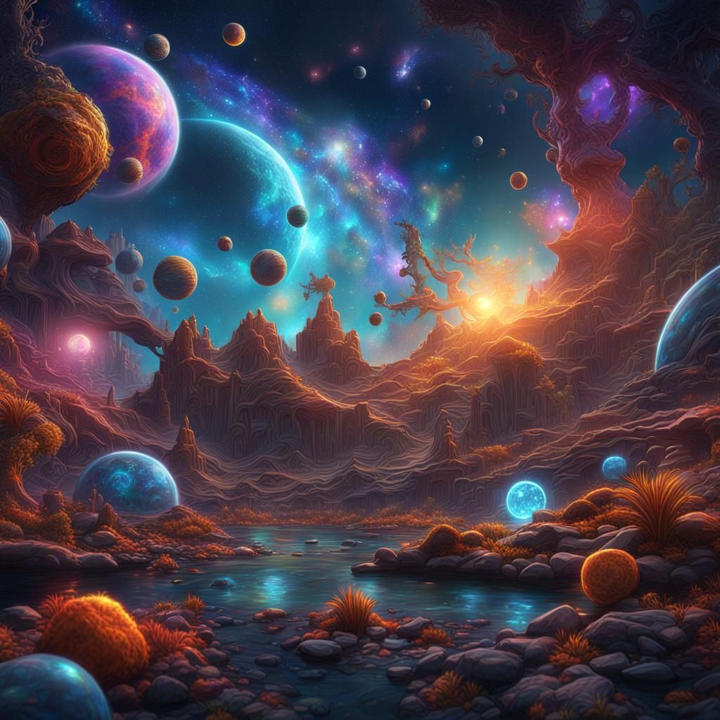 Tulpa  8k resolution holographic astral cosmic illustration mixed media by Pablo Amaringo detailed matte painting, deep ...