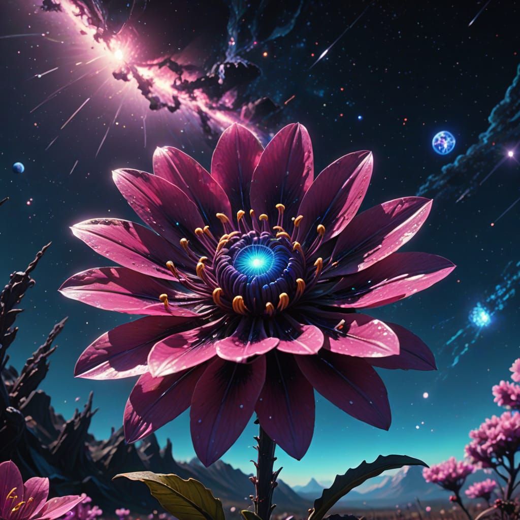 Alien Flower Galaxy Transformation in Sci-Fi Art