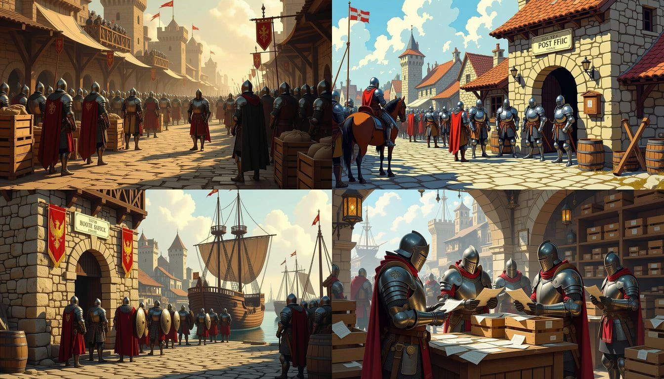 Medieval Army Post Office in Fantasy Military Port