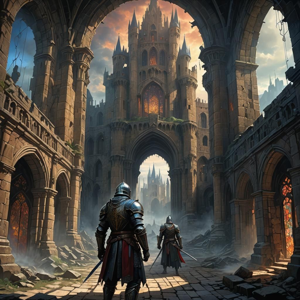 Heroic Knight in Ruined Castle: Concept Art