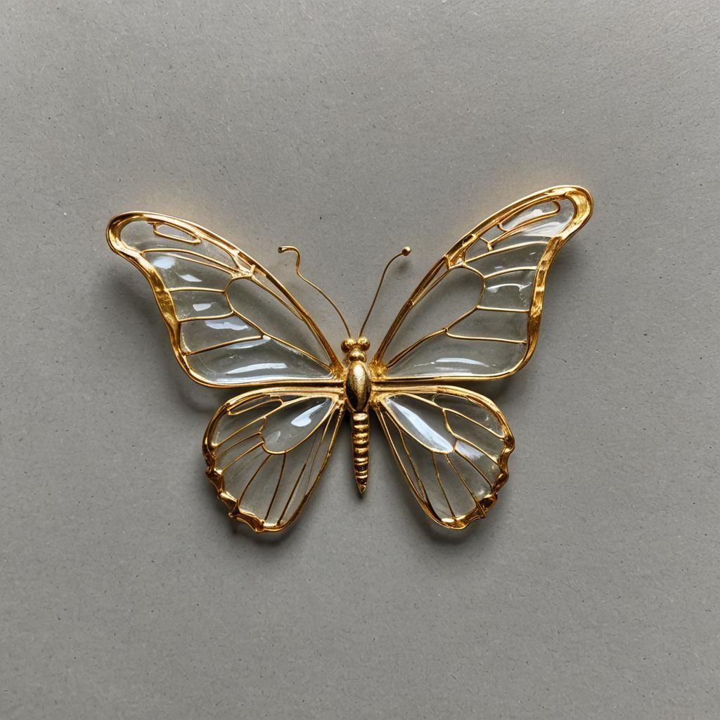 Ornate Gold and Glass Butterfly Illustration