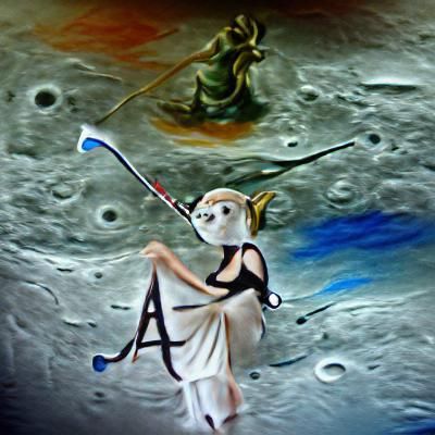 Artemis on the Moon as Renaissance Oil Painting