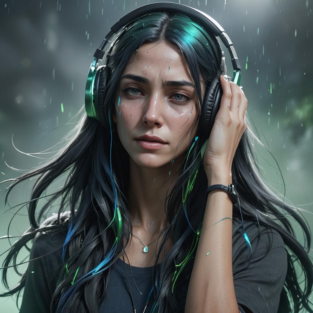 Woman with Aura Crying in Digital Art