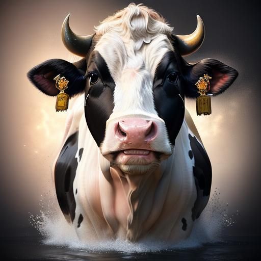 Cow with Fez: Hyperdetailed Line Art Design