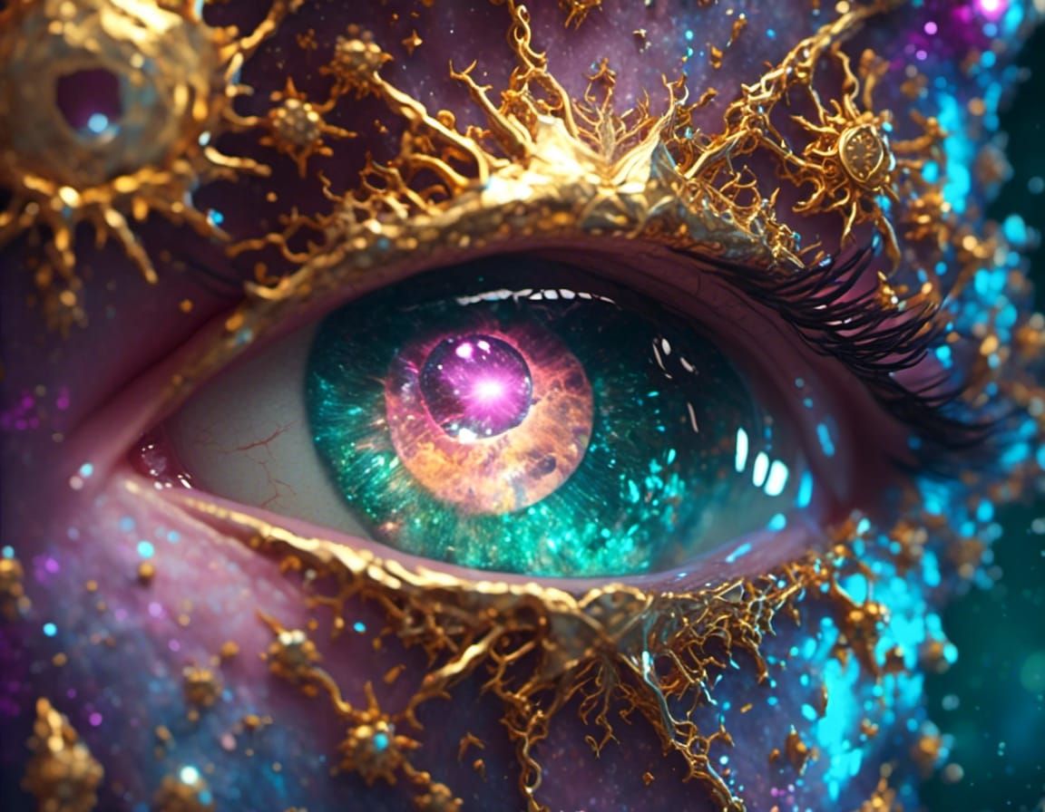 Star-Shaped Pupil Eye Reflecting Nebula, Anime Illustration