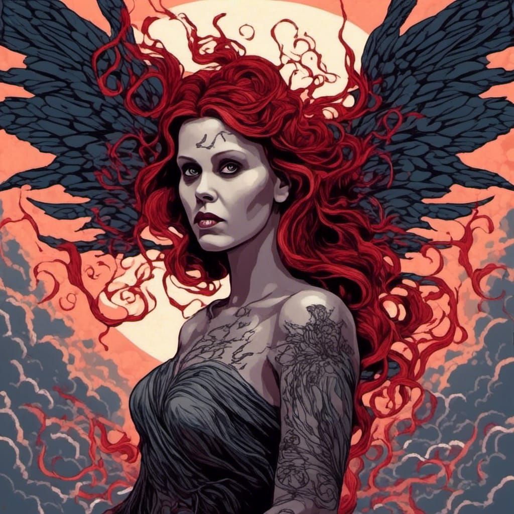 Evil Fairy with Lightning in Vector Style