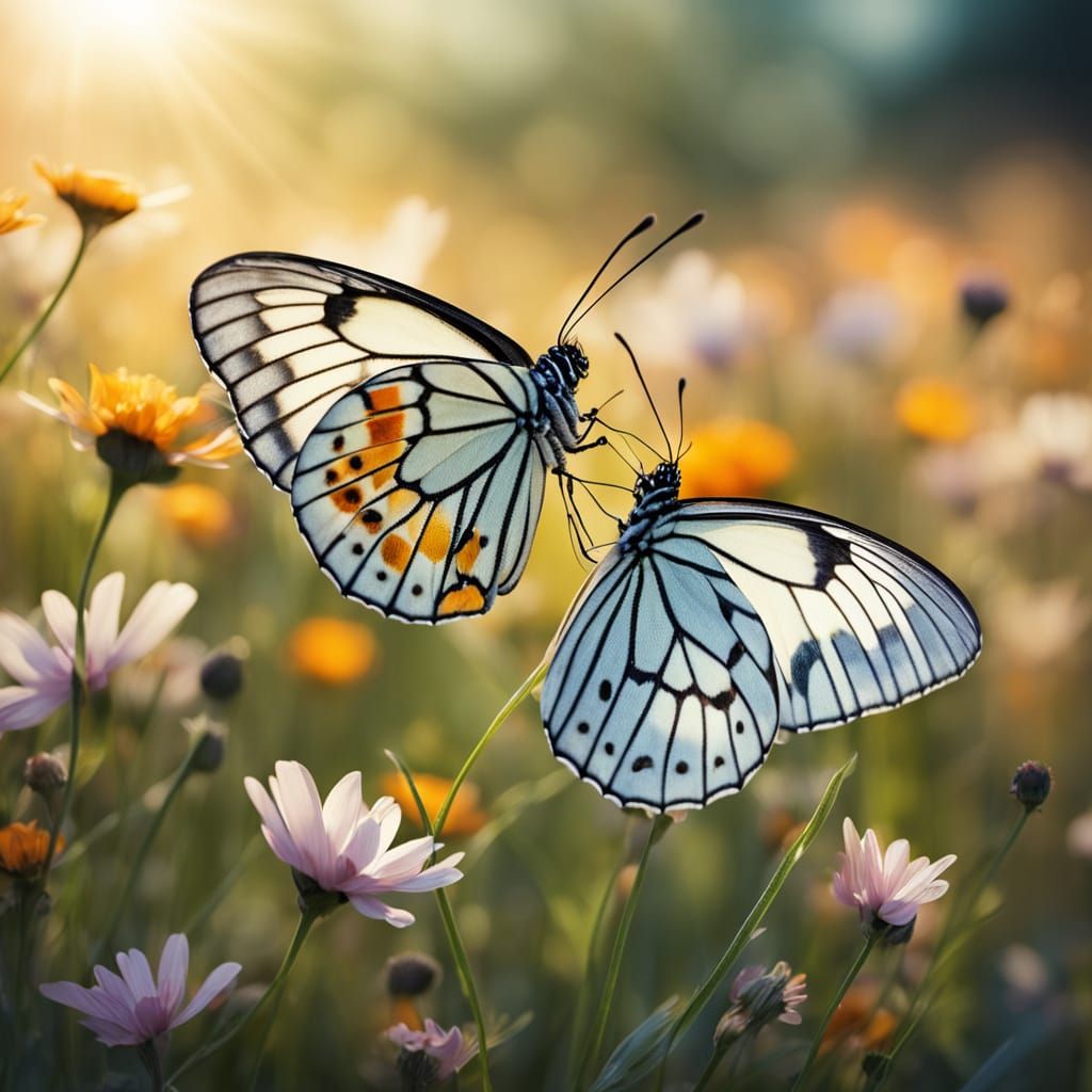 Butterflies Dance in Vibrant Floral Wonderland